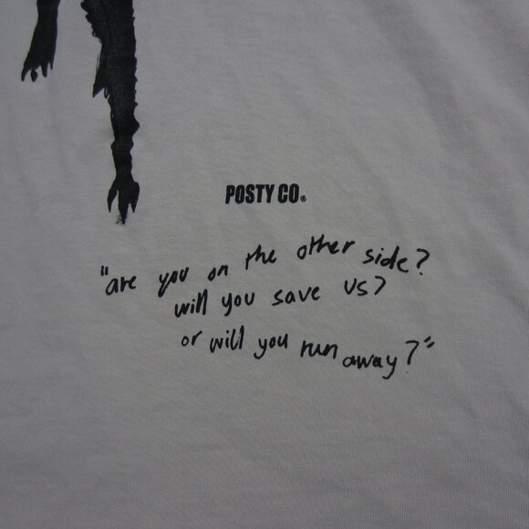 Posty Co Shirt Adult XS Beige Post Malone H&M Demon Lyrics Short Sleeve - Picture 2 of 12